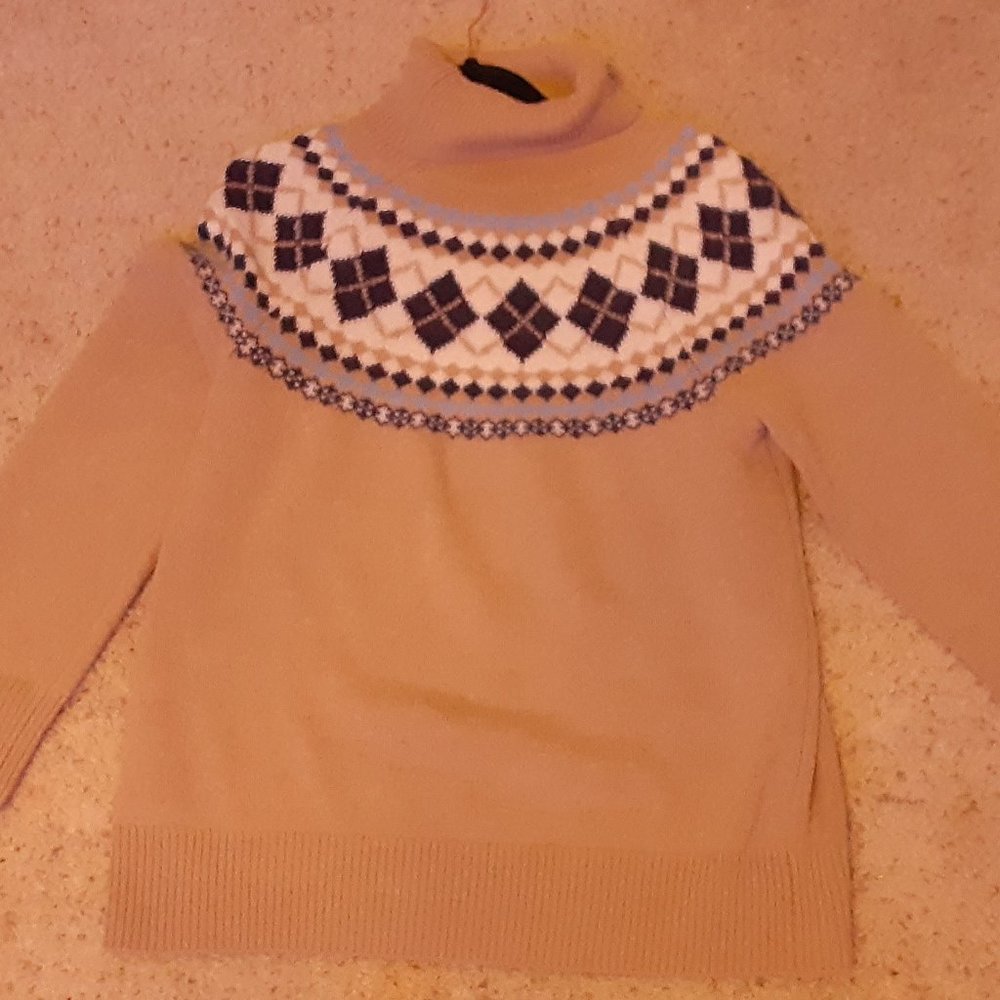 Tommy Hilfiger Argyle Beige and Blue Sweater